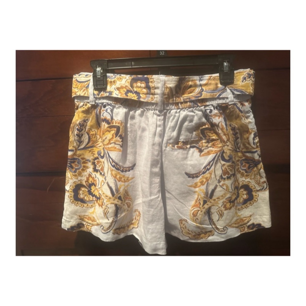JOIE 100% Linen Multicolor Floral Dress Shorts With Matching Belt Medium - Picture 2 of 14